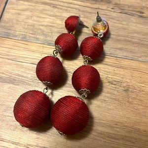 Burgundy red ball earrings